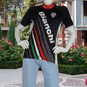 Squadra Bianchi Jersey S: Neo-Retro Stripe Urban Cycling